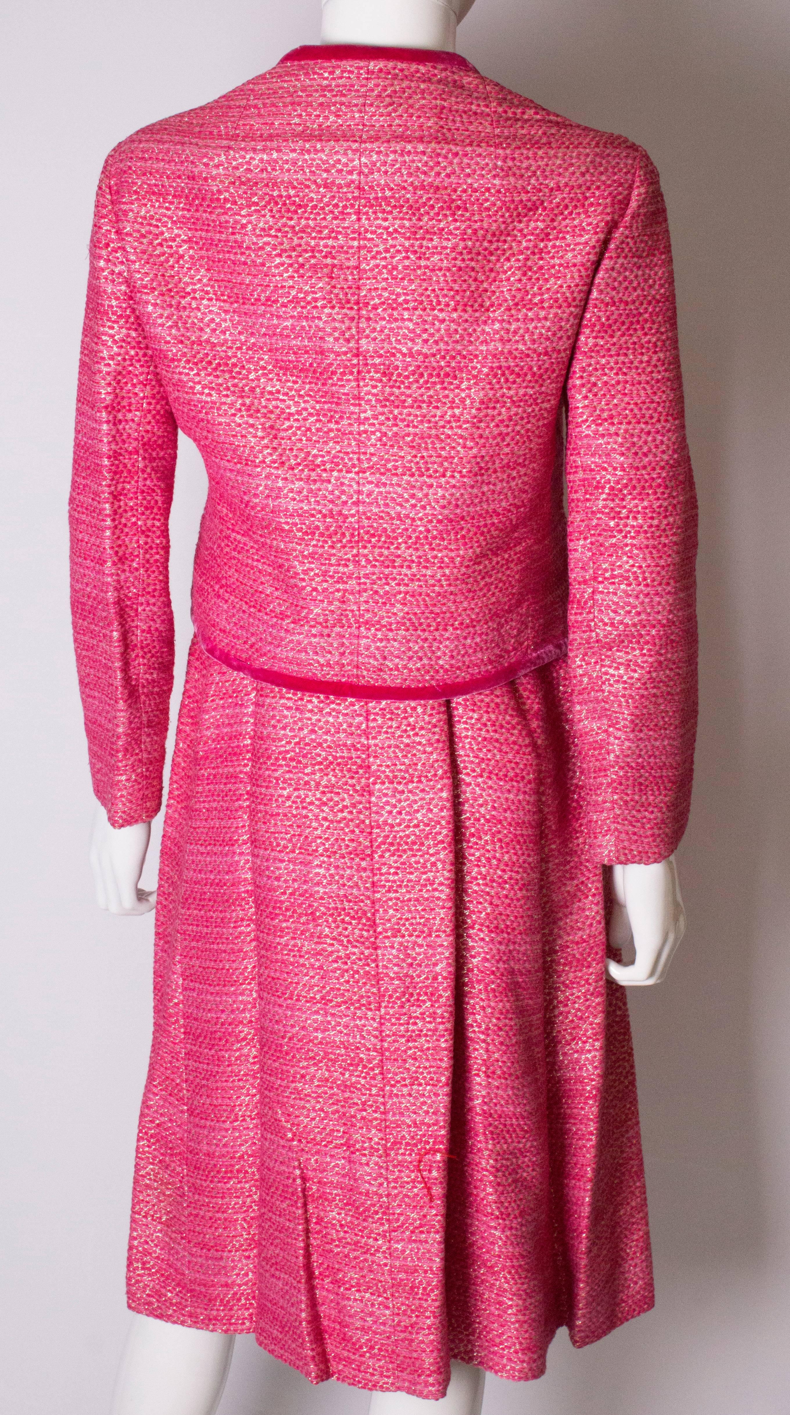 Vintage Pierre Celeyre Pink Dress and Jacket For Sale 3