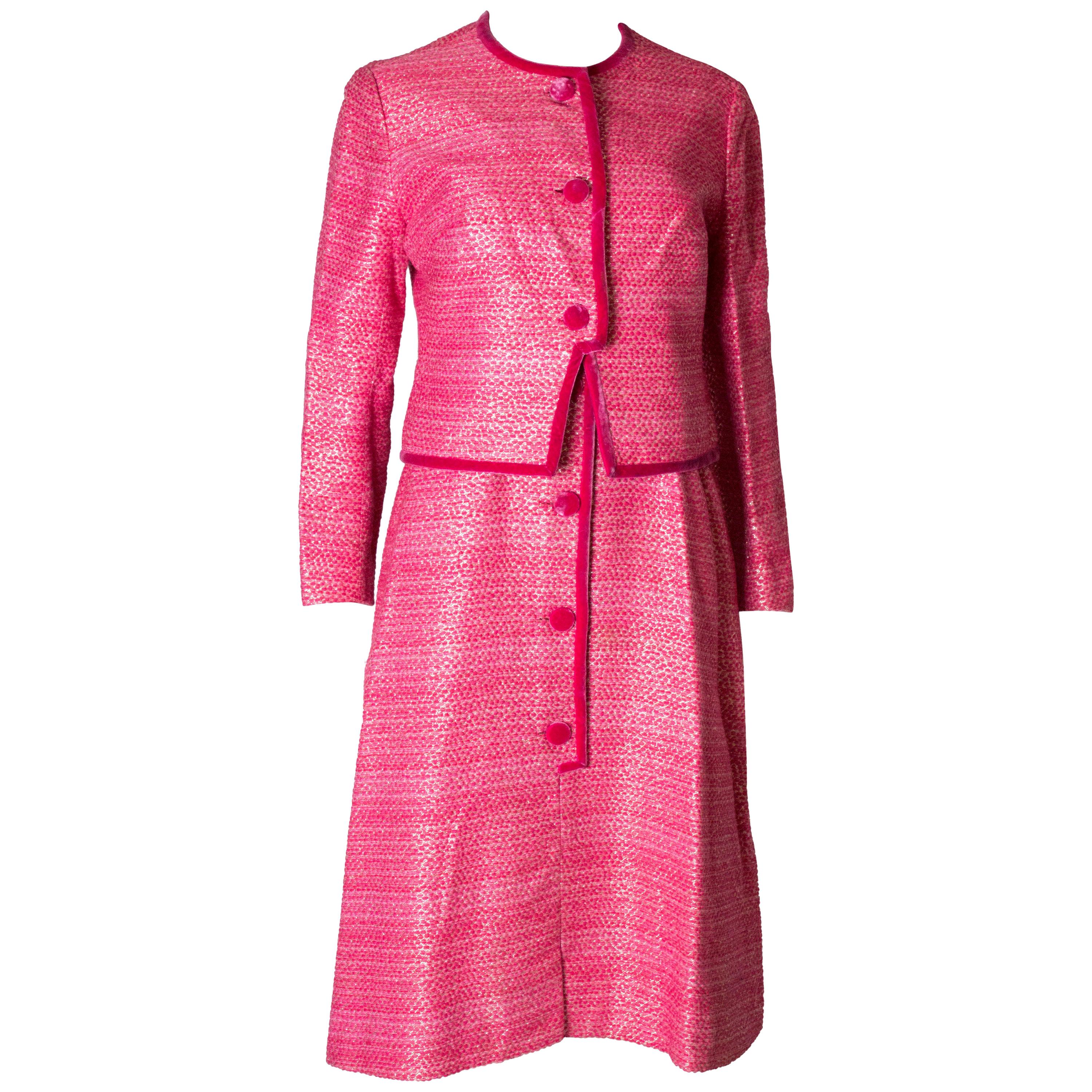 Vintage Pierre Celeyre Pink Dress and Jacket For Sale at 1stDibs
