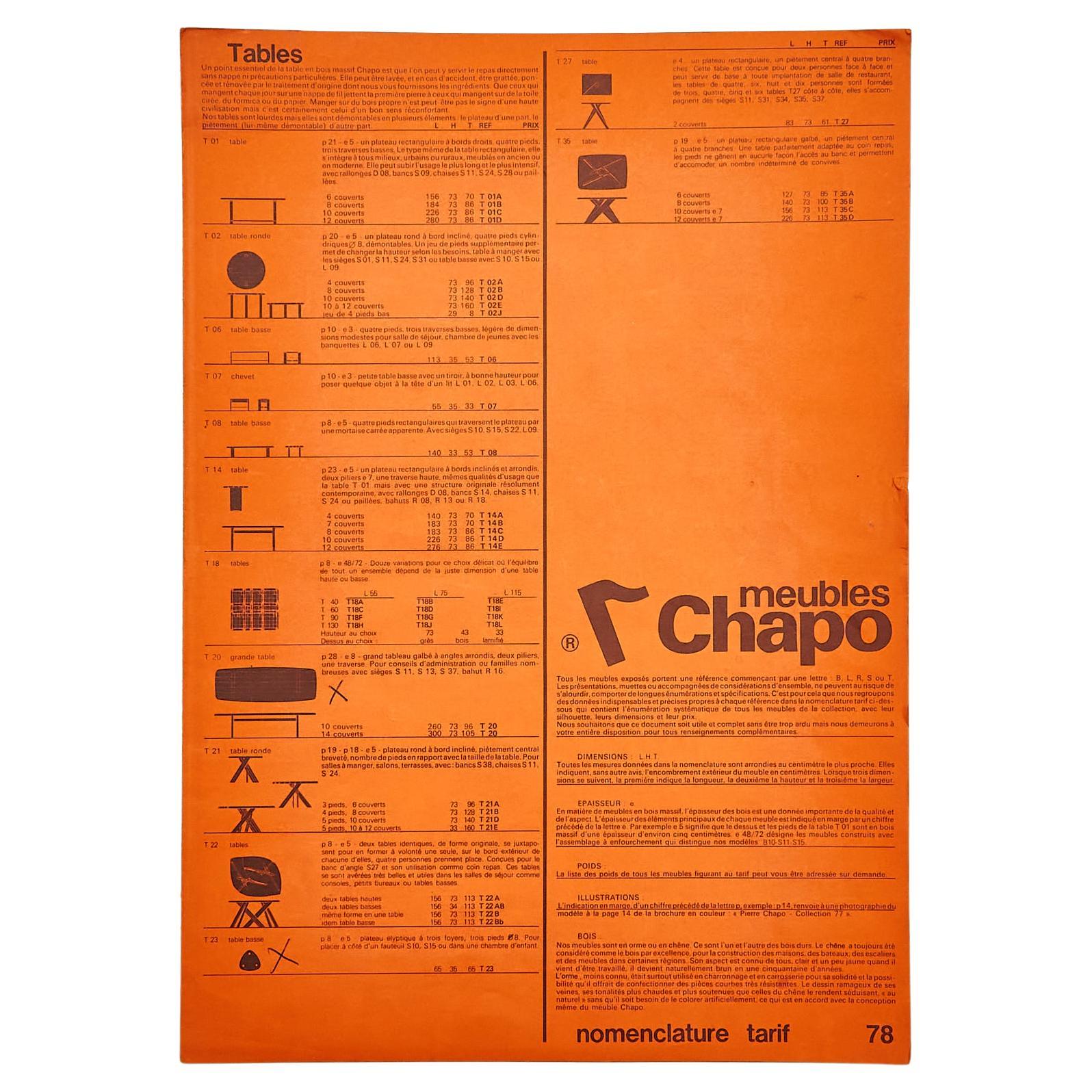 Vintage Pierre Chapo Orange Paper Furniture Catalogue - Circa 1990