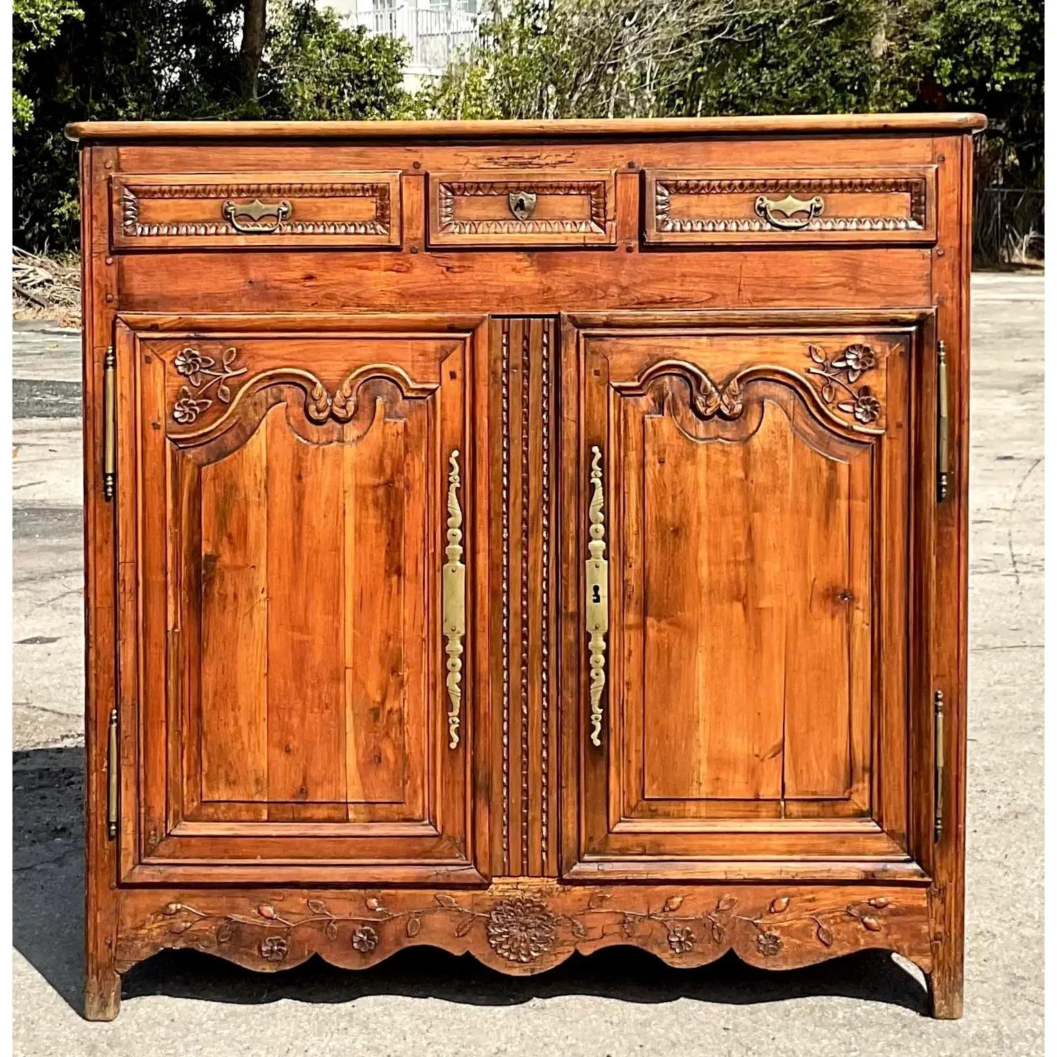 Vintage Pierre Deux Country French Carved Tall Cabinet 1