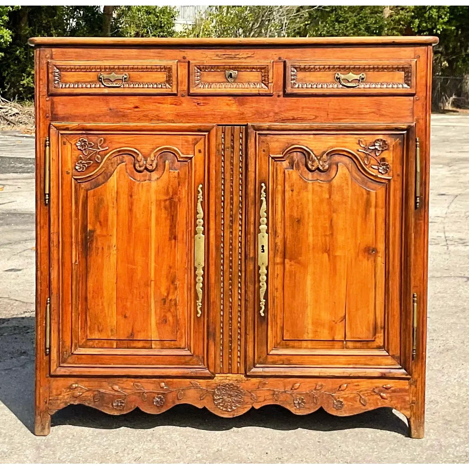 Vintage Pierre Deux Country French Carved Tall Cabinet 2