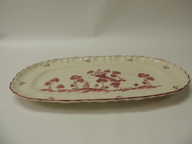 Vintage Pierre Deux French Country Oval Toile Scene Pink Serving