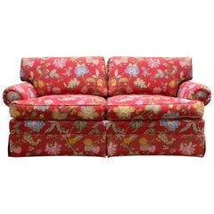 Retro Pierre Deux French Provincial Red Loose-back Two-Seat Sofa Loveseat
