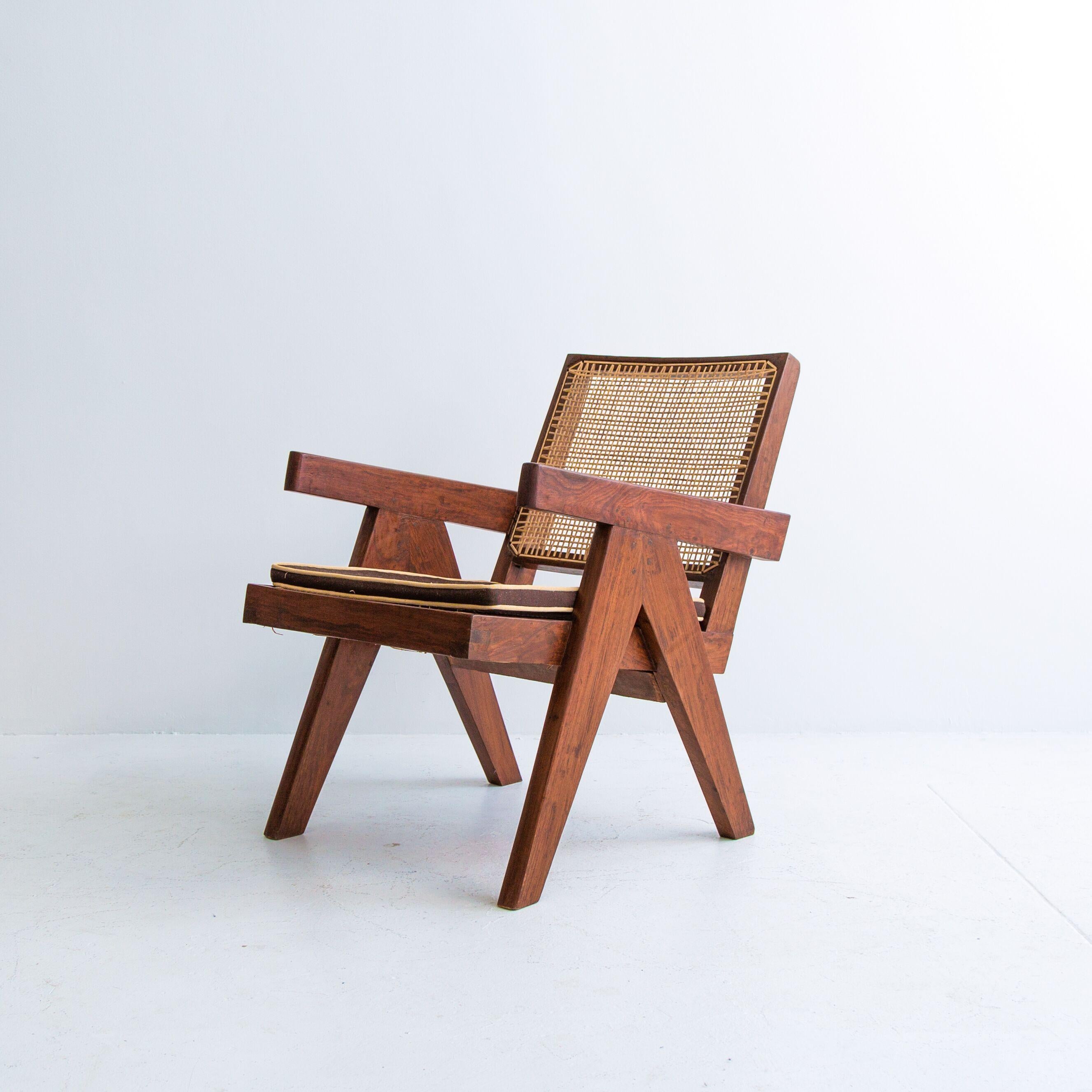 Mid-Century Modern Vintage Pierre Jeanneret Teak Lounge Easy Armchair, Mid-Century, Chandigarh For Sale