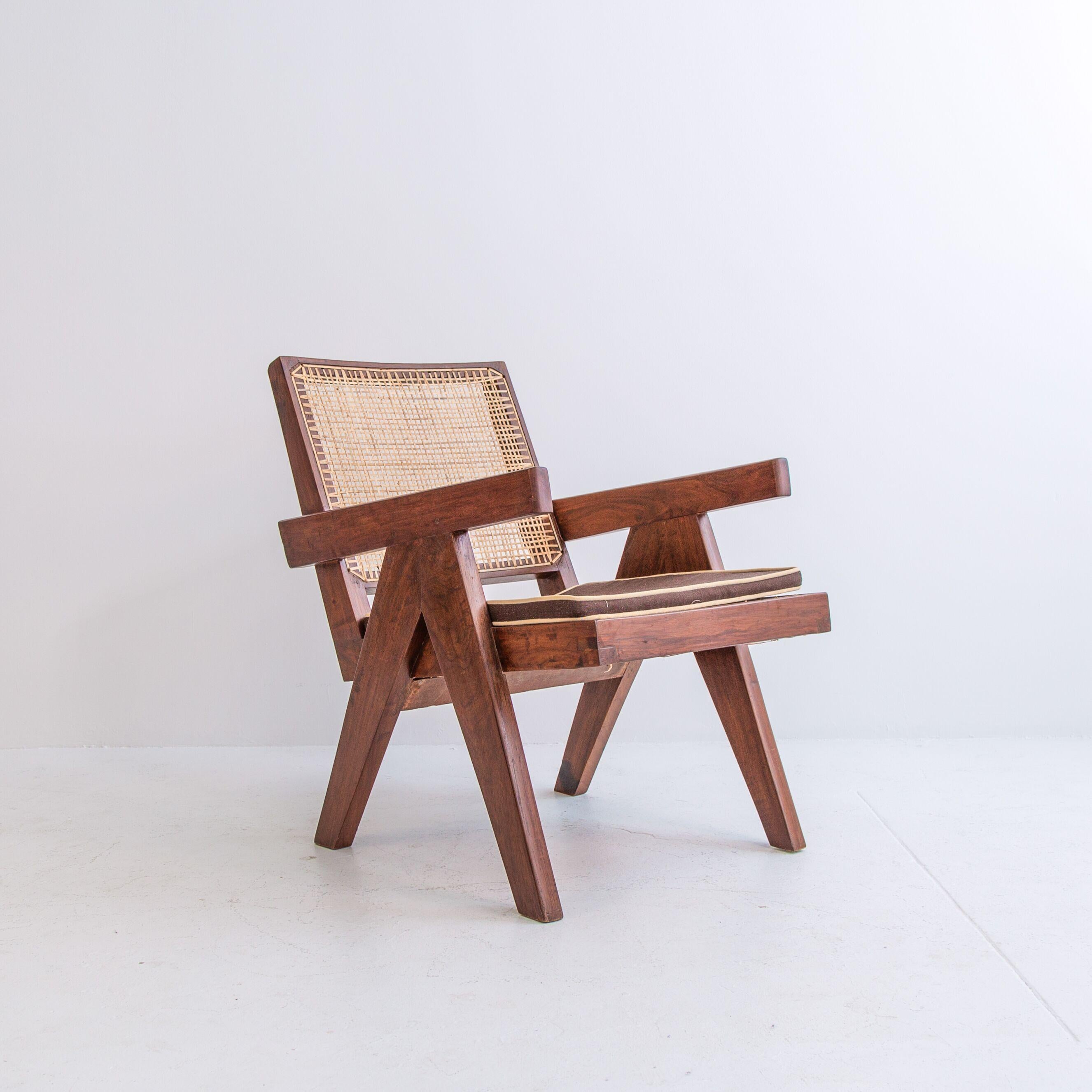 Patinated Vintage Pierre Jeanneret Teak Lounge Easy Armchair, Mid-Century, Chandigarh For Sale