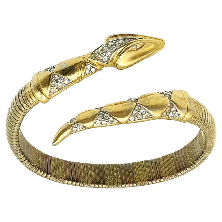 Vintage Pierre Lang Gold Serpent Bangle 1990s