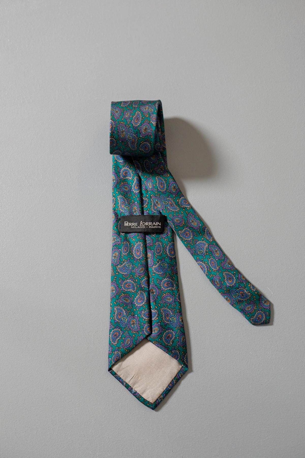 Pierre Lorrain - Cravate vintage 100 % soie avec motifs cachemire Bon état - En vente à Milano, IT