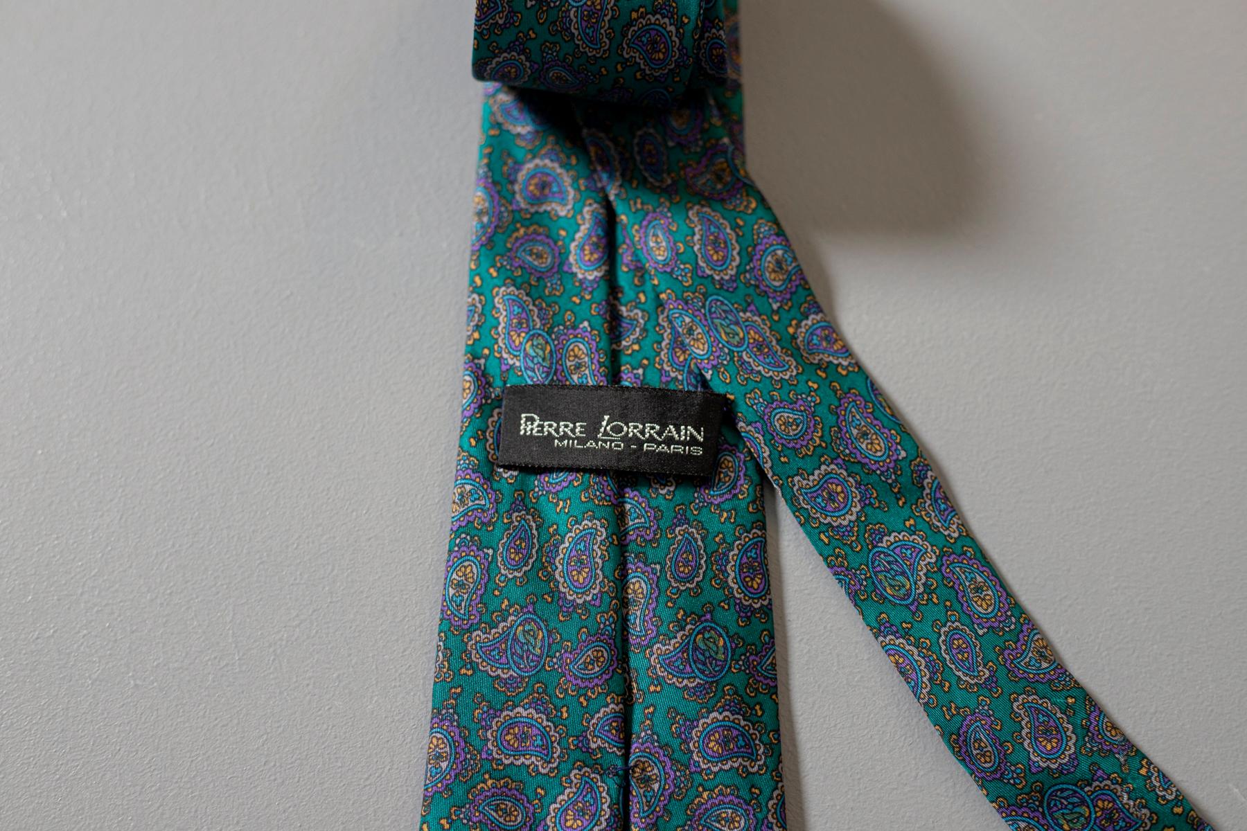 Pierre Lorrain - Cravate vintage 100 % soie avec motifs cachemire Pour hommes en vente