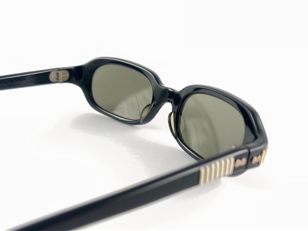 Vintage Pierre Marly Black Small Rectangular Frame 1960'S Sunglasses For Sale 3