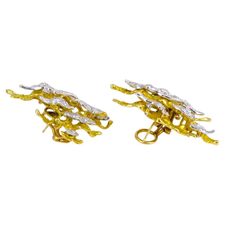 Vintage Pierre Sterlé Diamant-Ohrringe 18k Gold Estate Jewelry Französisch Damen