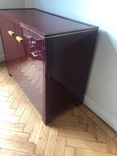 Vintage Pierre Vandel 1970s Burgundy Cabinet Storage Piece Sideboard