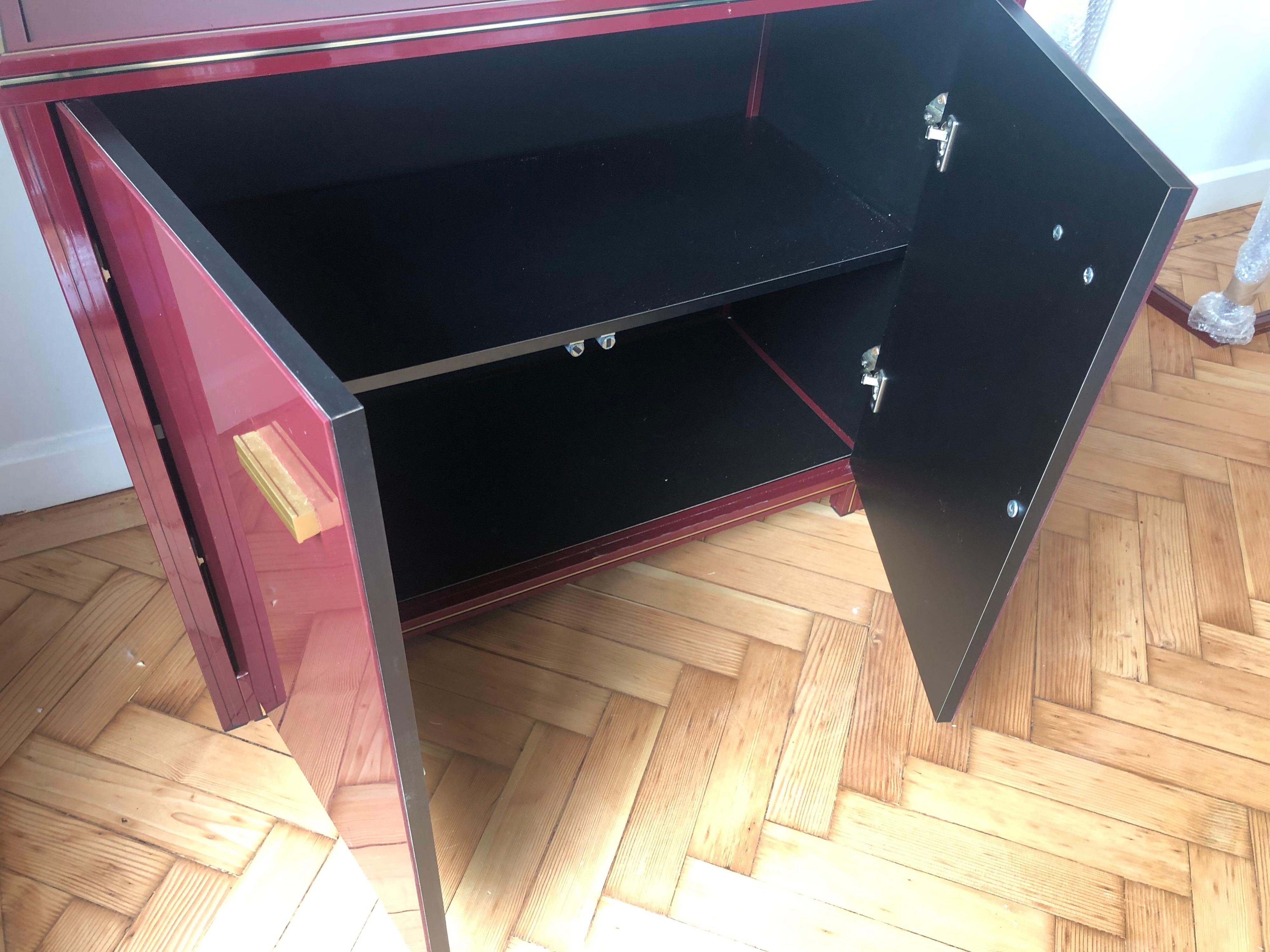 Late 20th Century Vintage Pierre Vandel 1970s Burgundy Cabinet Storage Piece Sideboard For Sale