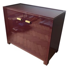 Vintage Pierre Vandel 1970s Burgundy Cabinet Storage Piece Sideboard