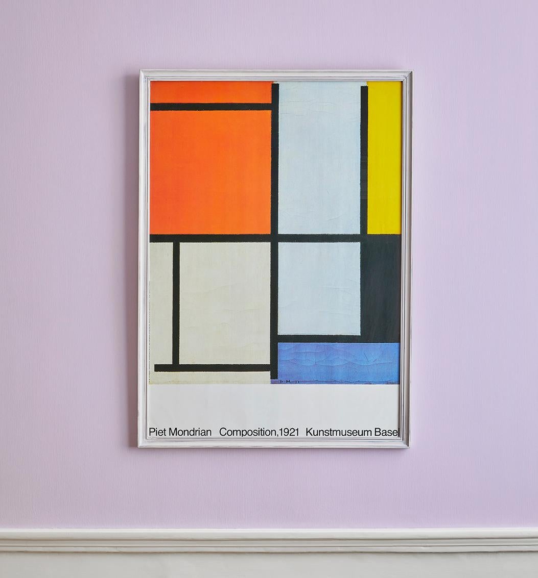 Piet Mondrian poster made for Kunstmuseum Basel
In patinated frame: 90 x 65 cm
1986, Switzerland.