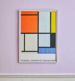Vintage Piet Mondrian Kunstmuseum Basel Exhibition Poster, Switzerland, 1986