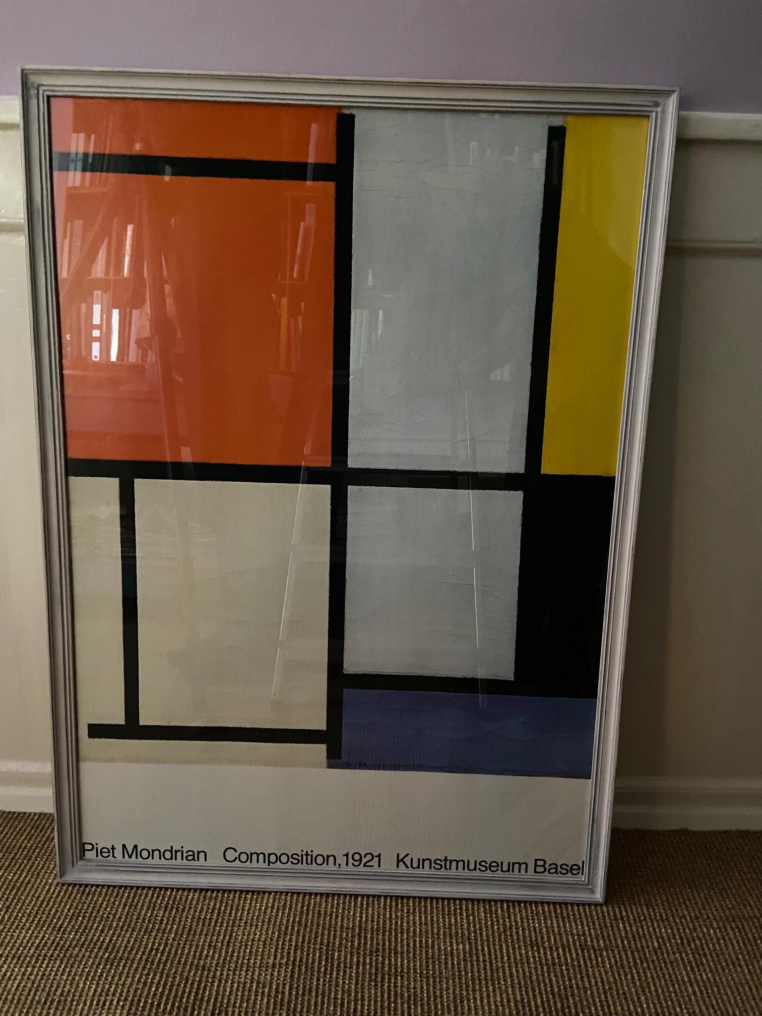 Swiss Vintage Piet Mondrian Kunstmuseum Basel Exhibition Poster, Switzerland, 1986