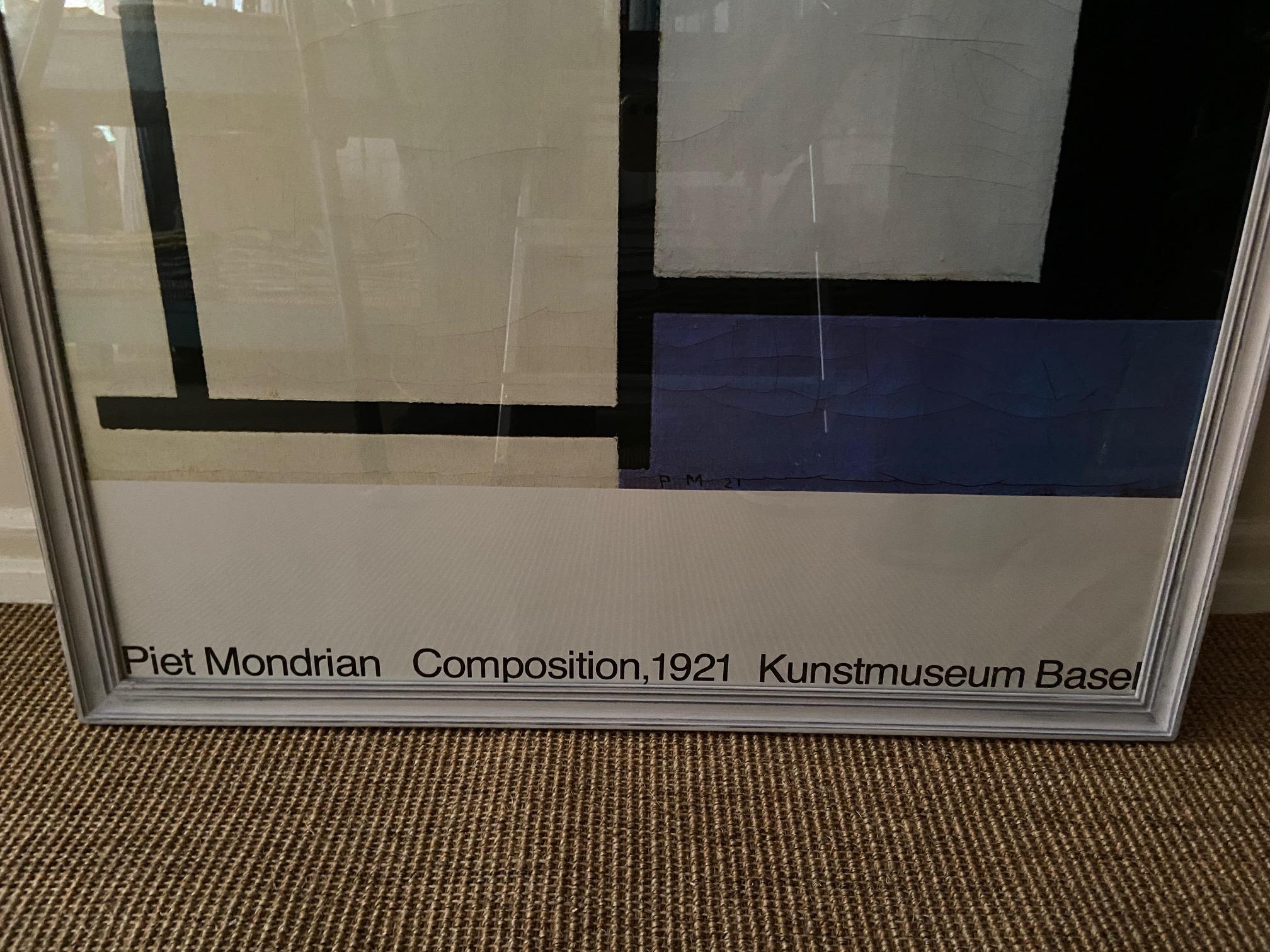 Late 20th Century Vintage Piet Mondrian Kunstmuseum Basel Exhibition Poster, Switzerland, 1986