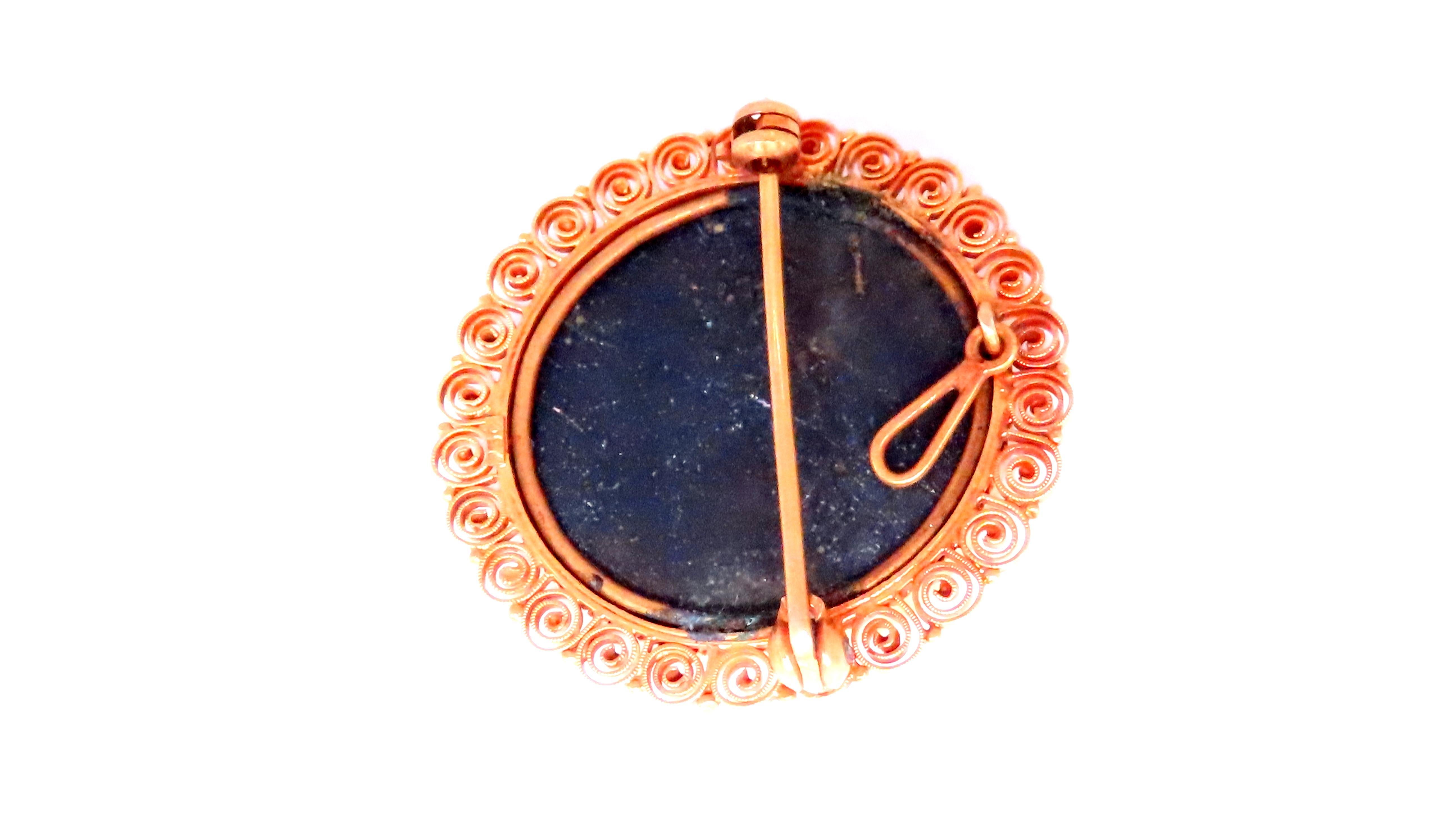 Contemporary Vintage Pietra Dura Inlay Mosaic Flower Pin 18kt 12404 For Sale