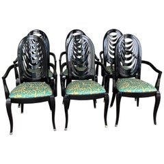 Fauteuils laqués noirs vintage Pietro Constantini pour Ello - Lot de 6
