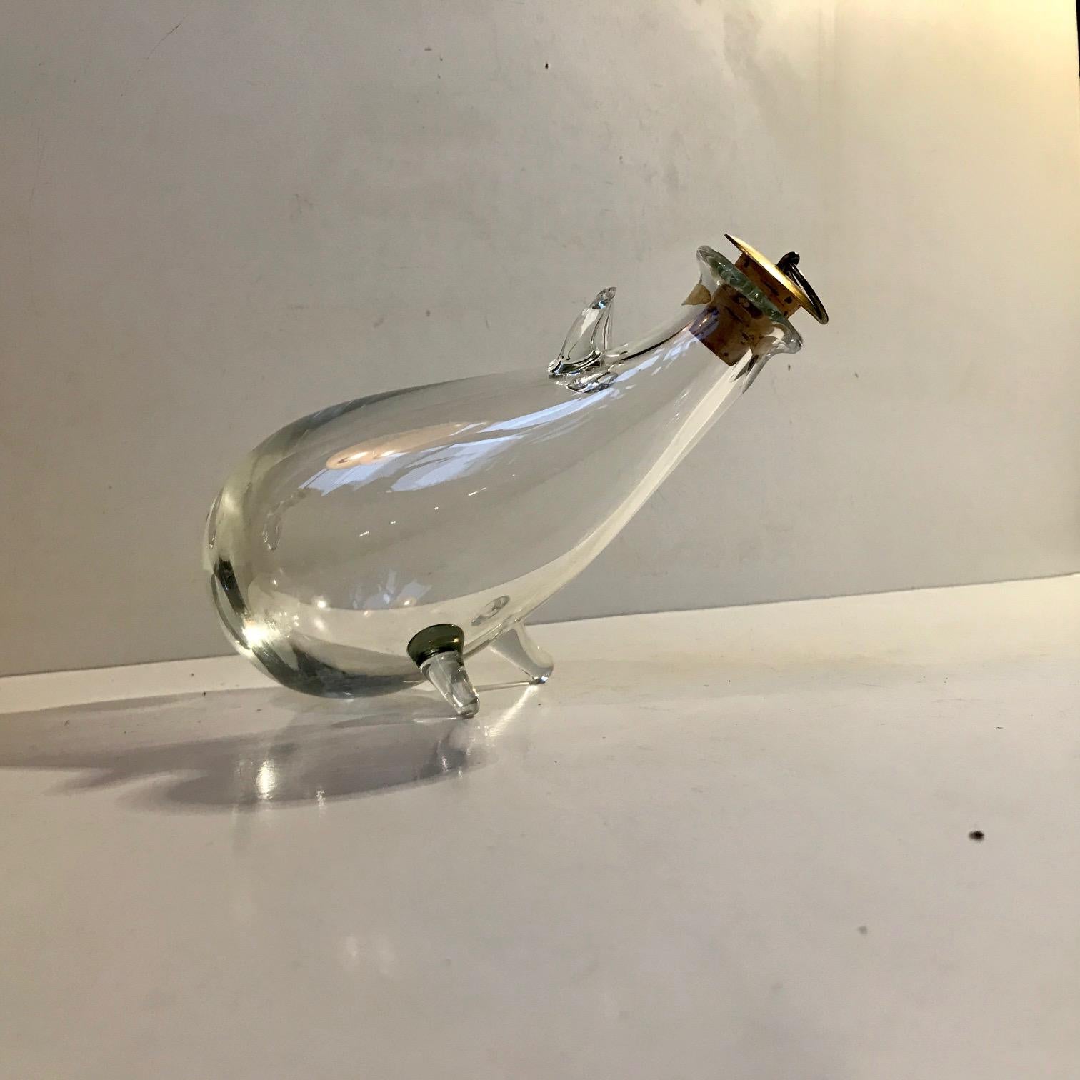 Danish Vintage Pig Glass Decanter from Holmegaard, 1970s
