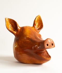 Vintage Pig in Porcelain as Decor for the Christmas Table, 19th Century