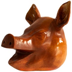 Vieux cochon en porcelaine comme décoration pour la table de Noël:: 19ème siècle