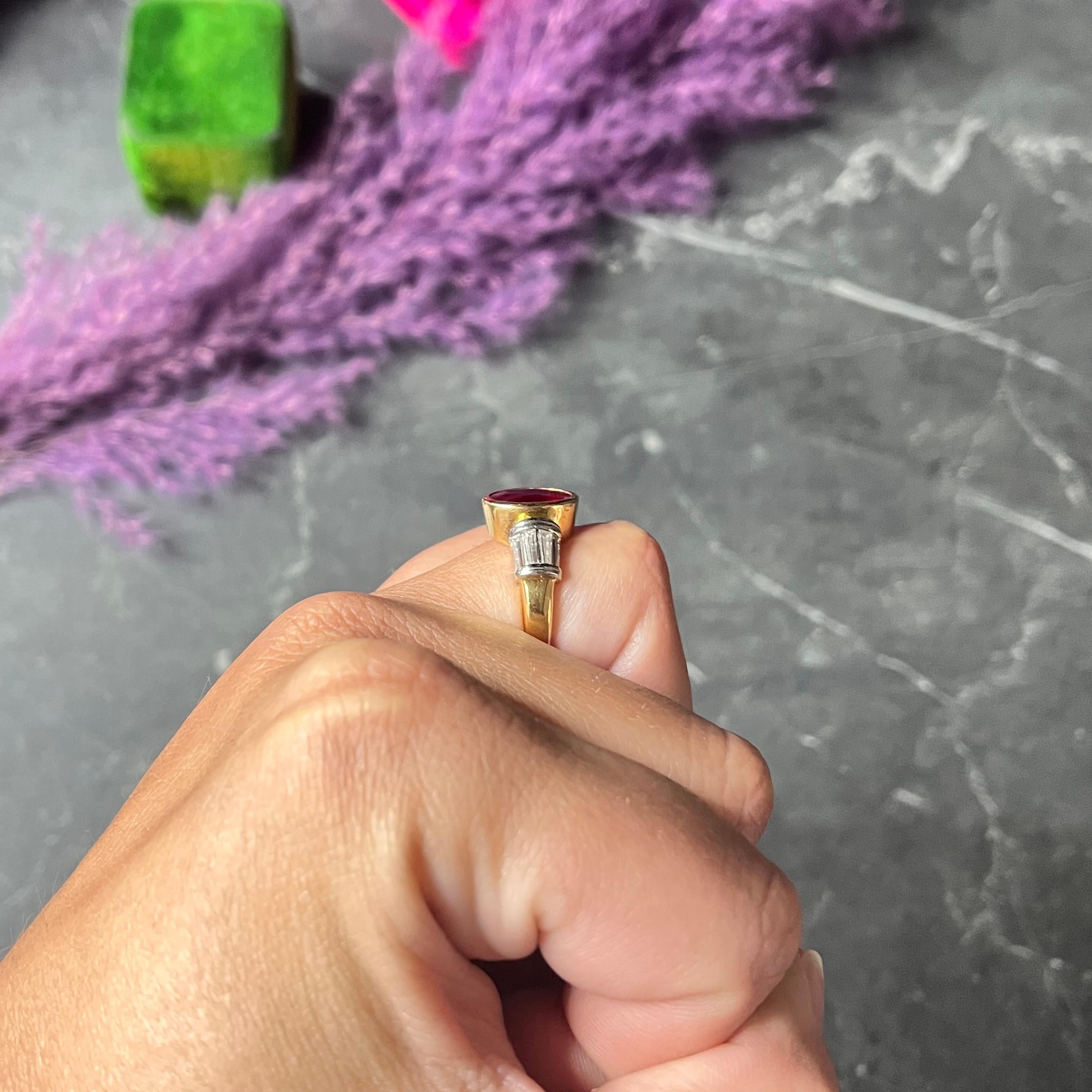 Vintage Ring aus Platin und 18 Karat Gold mit Taubenblut Burma Rubin Diamant Platin GIA 6