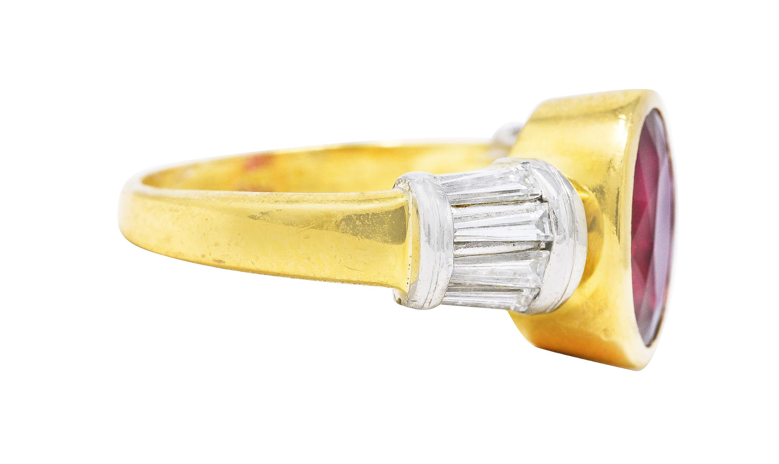 Vintage Ring aus Platin und 18 Karat Gold mit Taubenblut Burma Rubin Diamant Platin GIA (Zeitgenössisch)