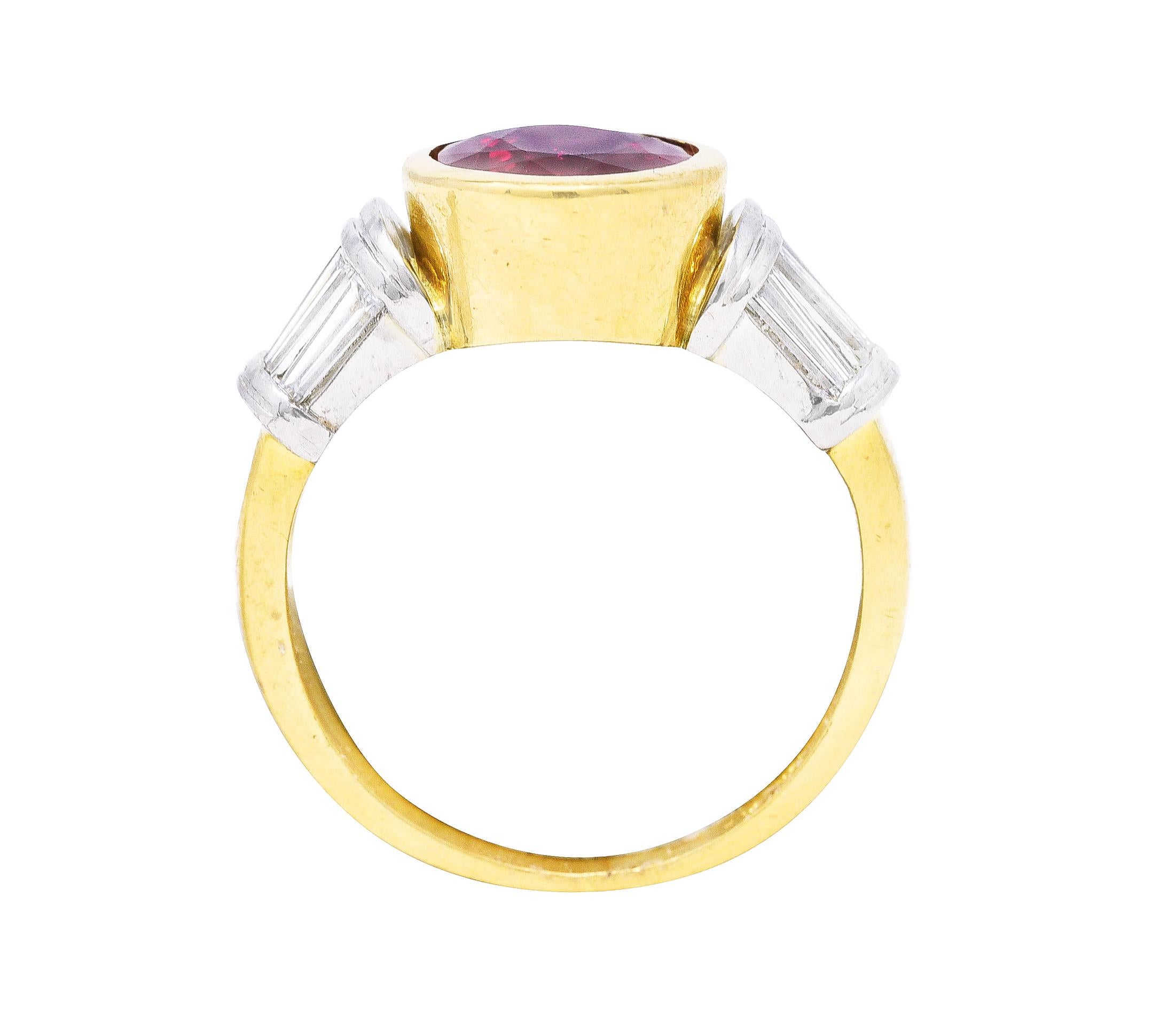 Vintage Ring aus Platin und 18 Karat Gold mit Taubenblut Burma Rubin Diamant Platin GIA 2