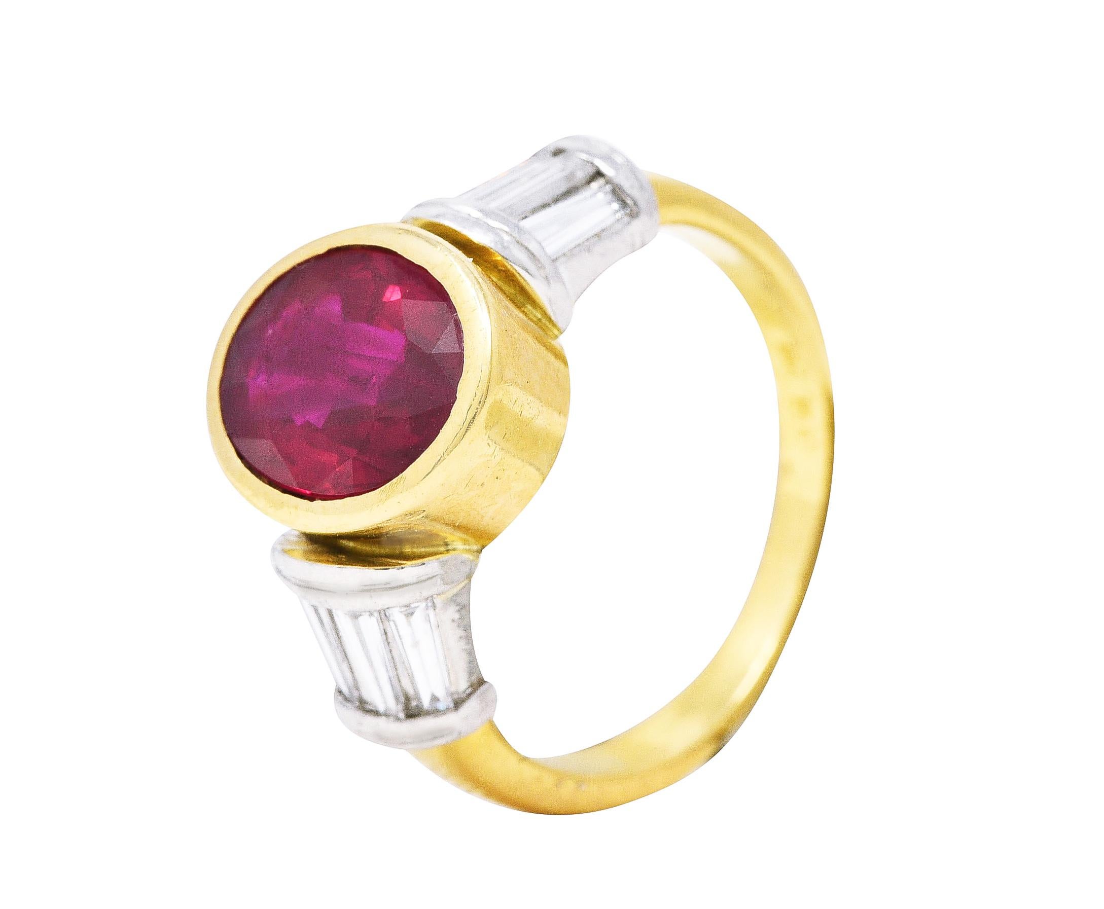 Vintage Ring aus Platin und 18 Karat Gold mit Taubenblut Burma Rubin Diamant Platin GIA 3