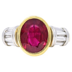 Vintage Ring aus Platin und 18 Karat Gold mit Taubenblut Burma Rubin Diamant Platin GIA