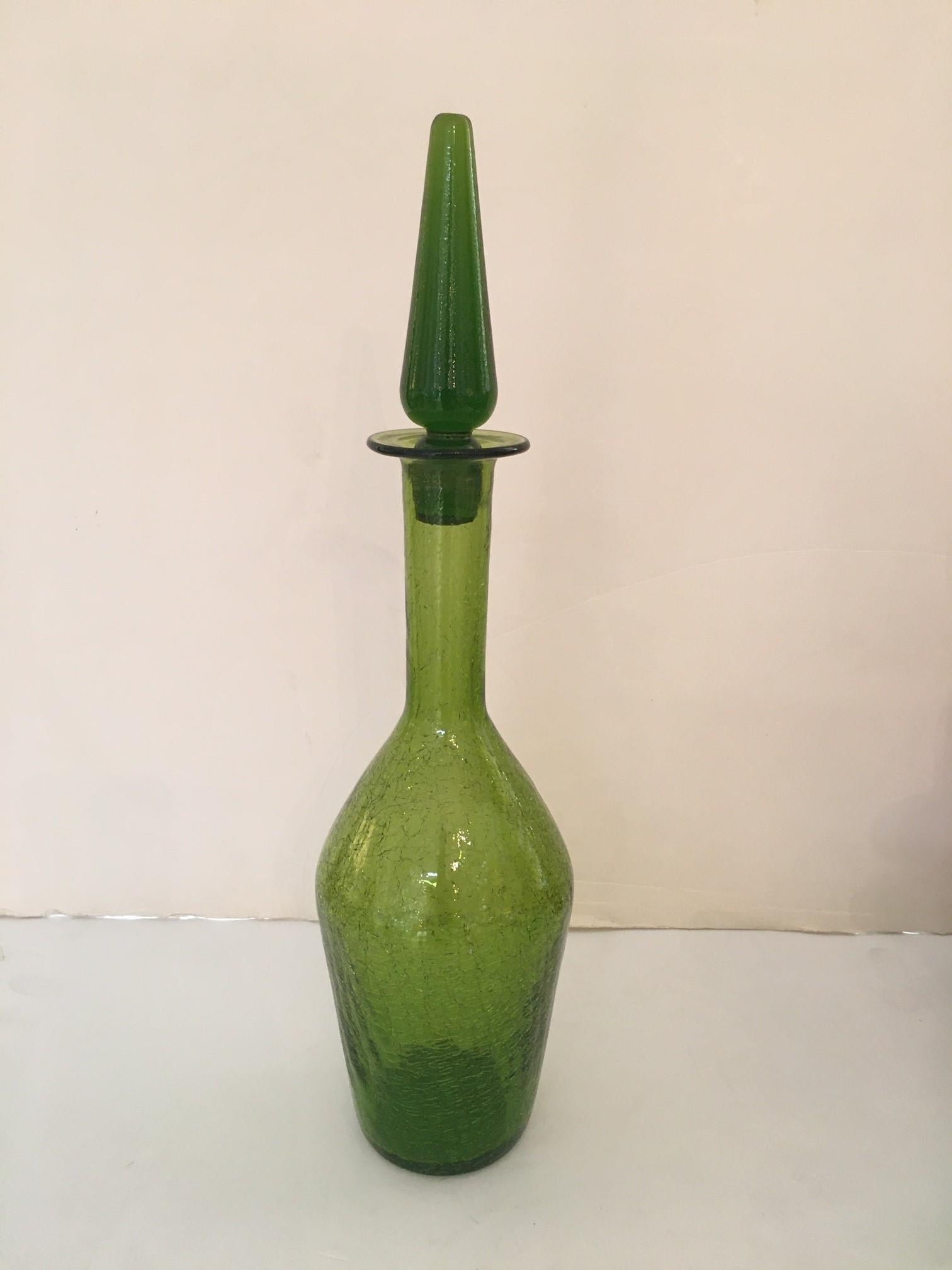 Carved Vintage Pilgrim, Blanko and Crystal Glass Decanter Bottles with Stoppers For Sale