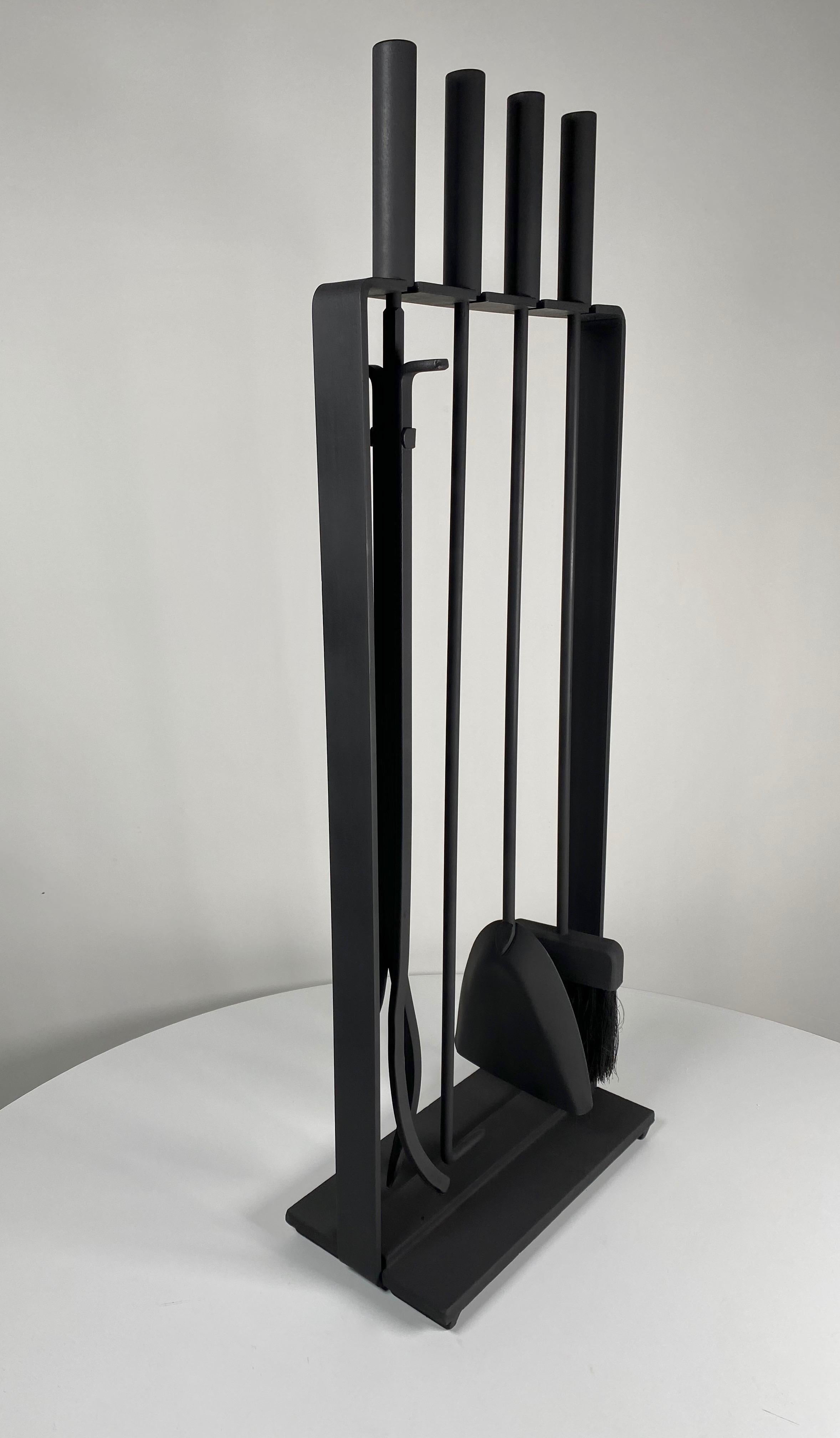 Machine-Made Modernist Pilgrim Fireplace Firetools in Black