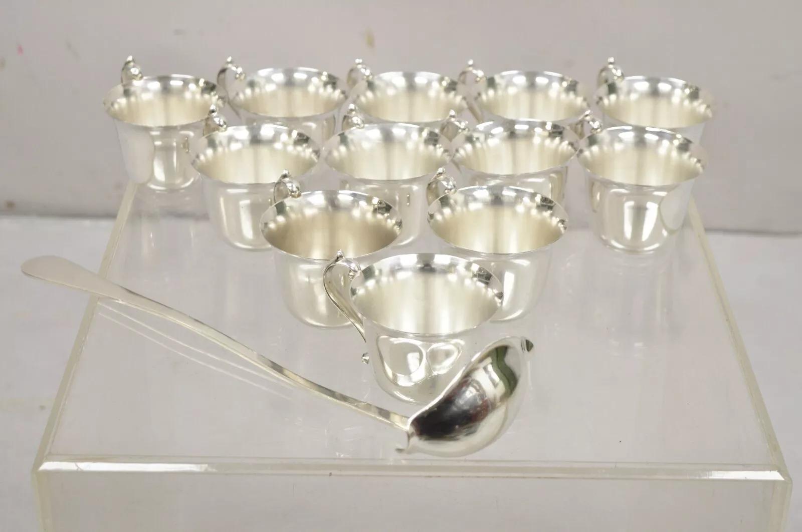 Vintage Pilgrim Regency Style Silver Plated Punch Bowl Cups & Ladle - 13 Pcs 4