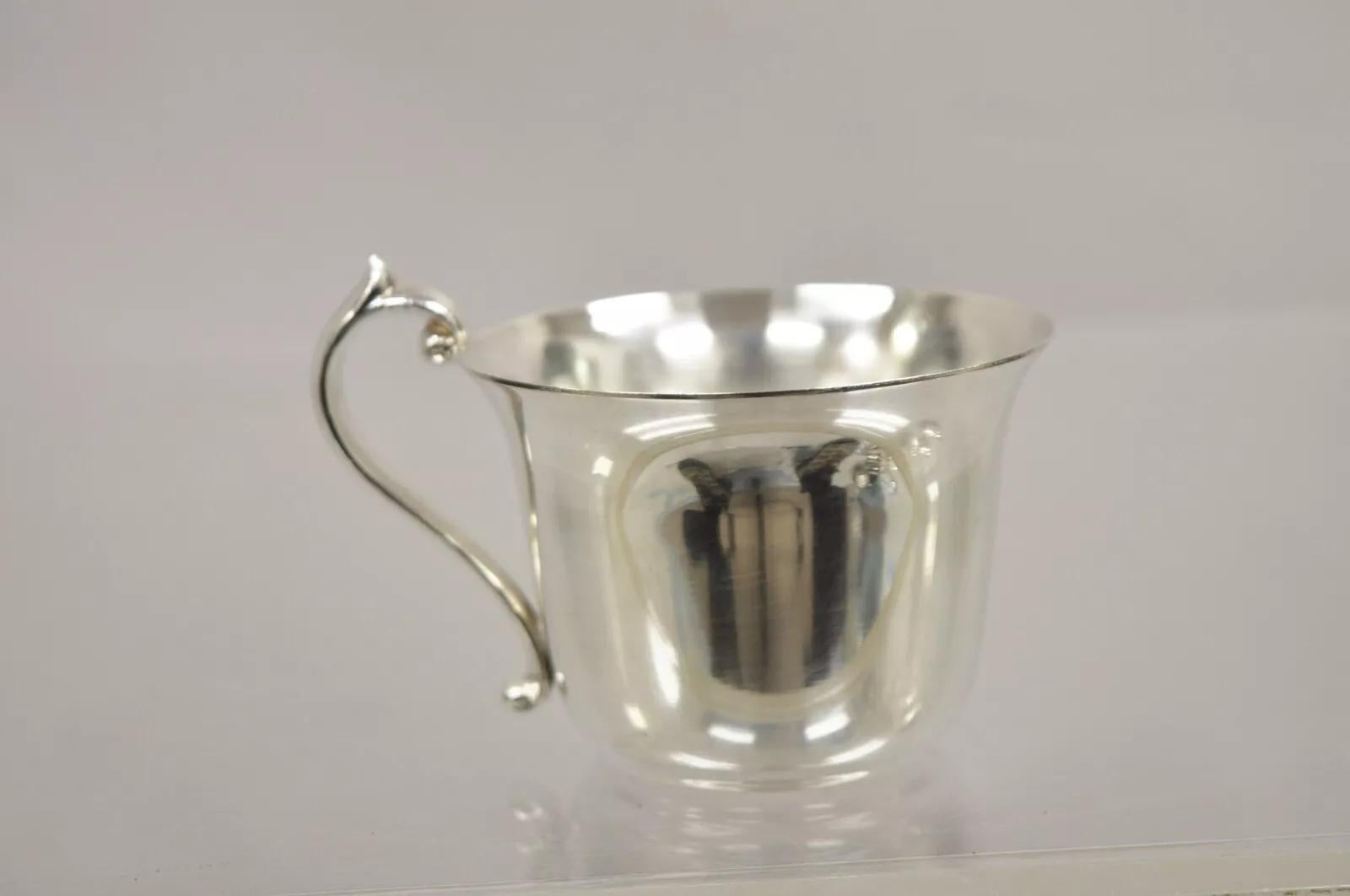 Victorian Vintage Pilgrim Regency Style Silver Plated Punch Bowl Cups & Ladle - 13 Pcs