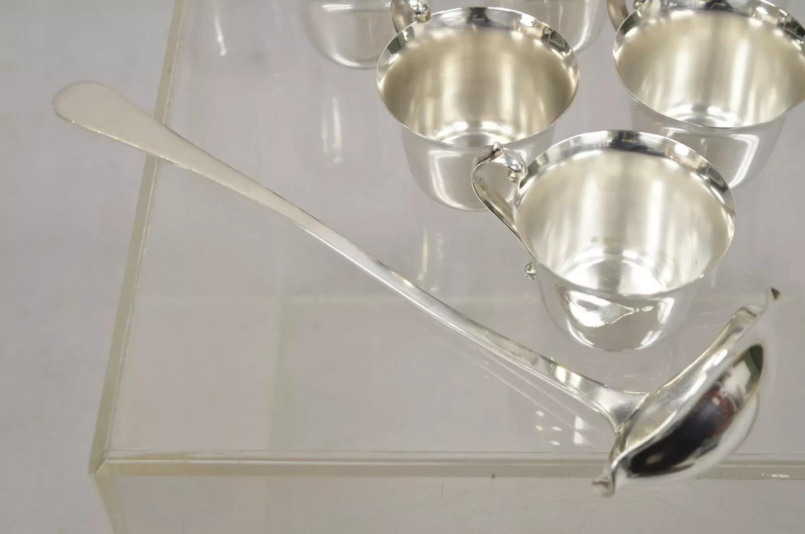Unknown Vintage Pilgrim Regency Style Silver Plated Punch Bowl Cups & Ladle - 13 Pcs