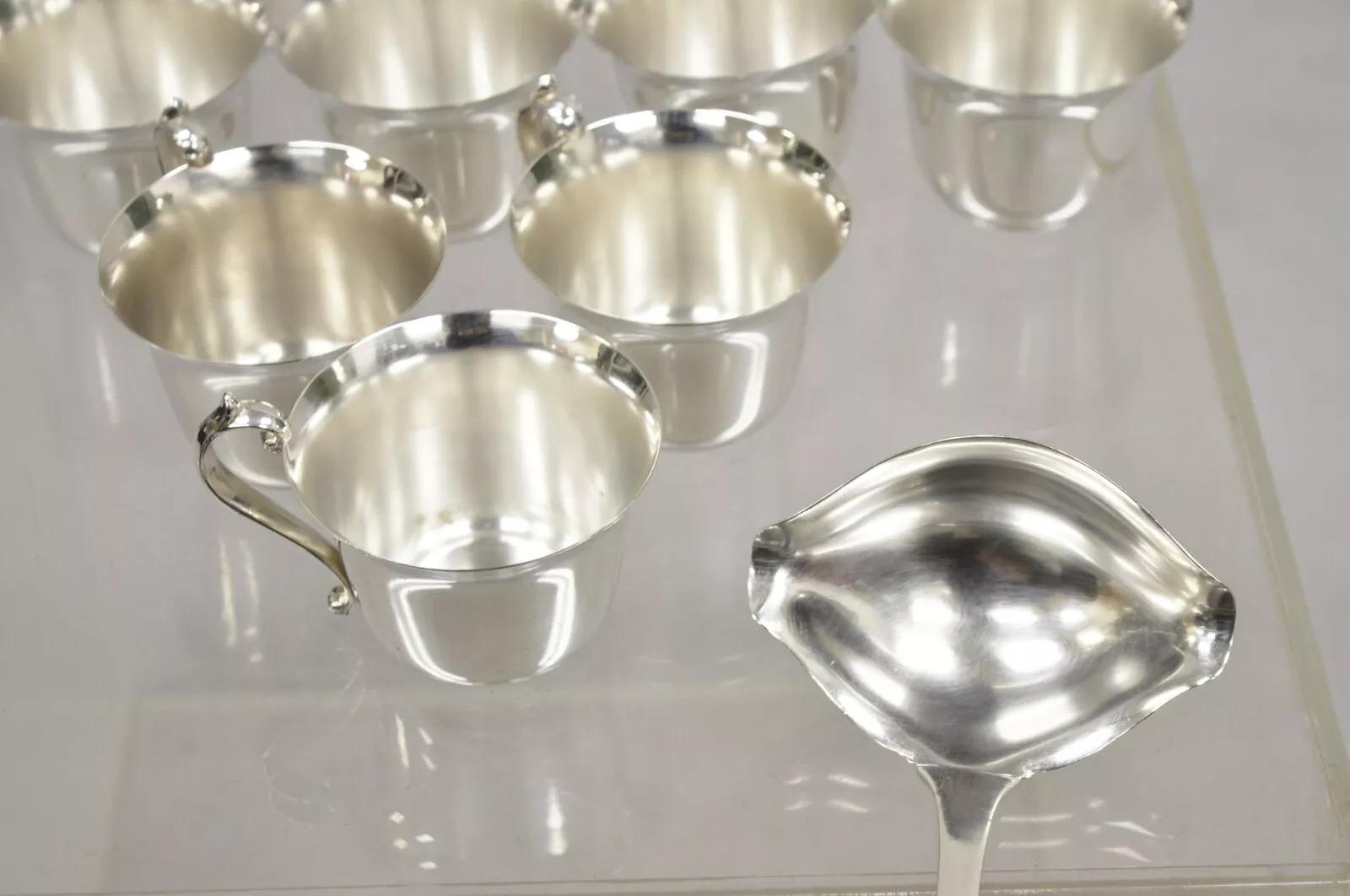 Vintage Pilgrim Regency Style Silver Plated Punch Bowl Cups & Ladle - 13 Pcs 1