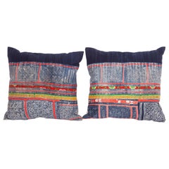 Vintage Pillow Cases / Cushions Made from a Hmong Hill Tribe Batik Textile