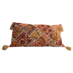 Vintage Pillow in Colorful Embroidered Fabric Patchwork Rajasthan India