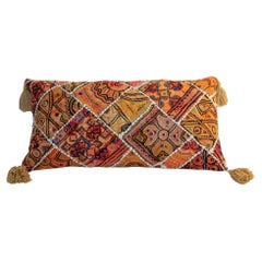 Vintage Pillow in Colorful Embroidered Fabric Patchwork Rajasthan India