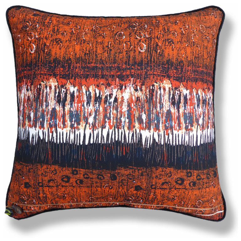English Vintage Luxury Pillow 'Variations' 1970s Fabric by Textile Designer Nicola Woods