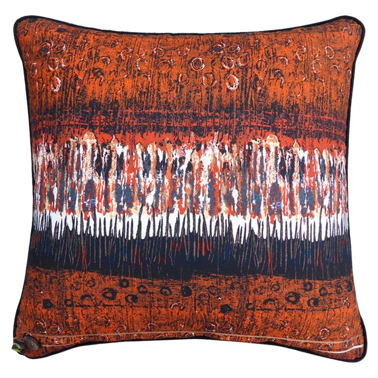 Vintage Luxury Pillow 'Variations' 1970s Fabric by Textile Designer Nicola Woods