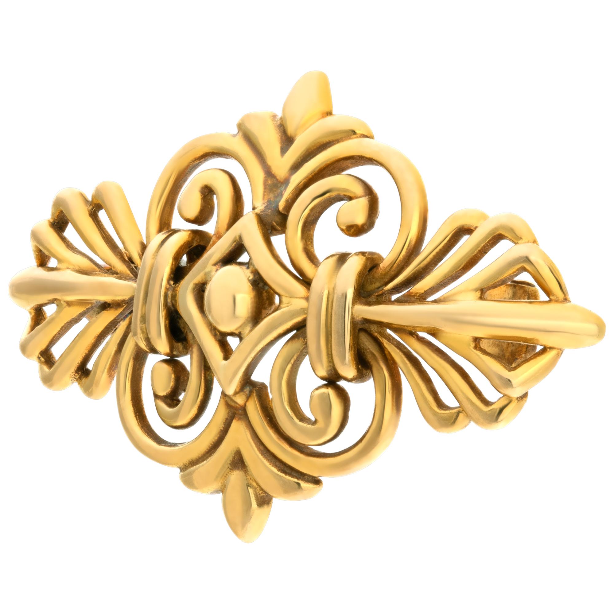 Vintage, charming pin with famous Greek designer ZOLOTAS hallmarks. Length 44 mm x width 25.4 mm.
