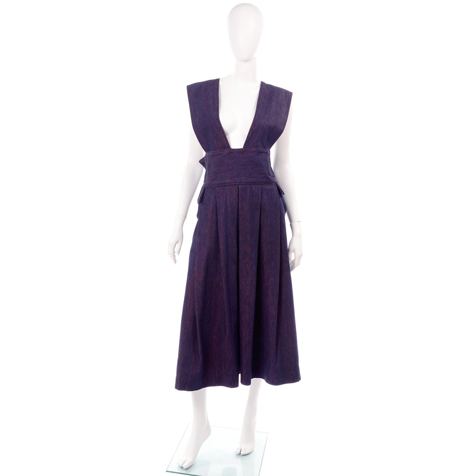 Vintage Pinafore Style Japanese Designer Jumper Dress in Purple Blue ...