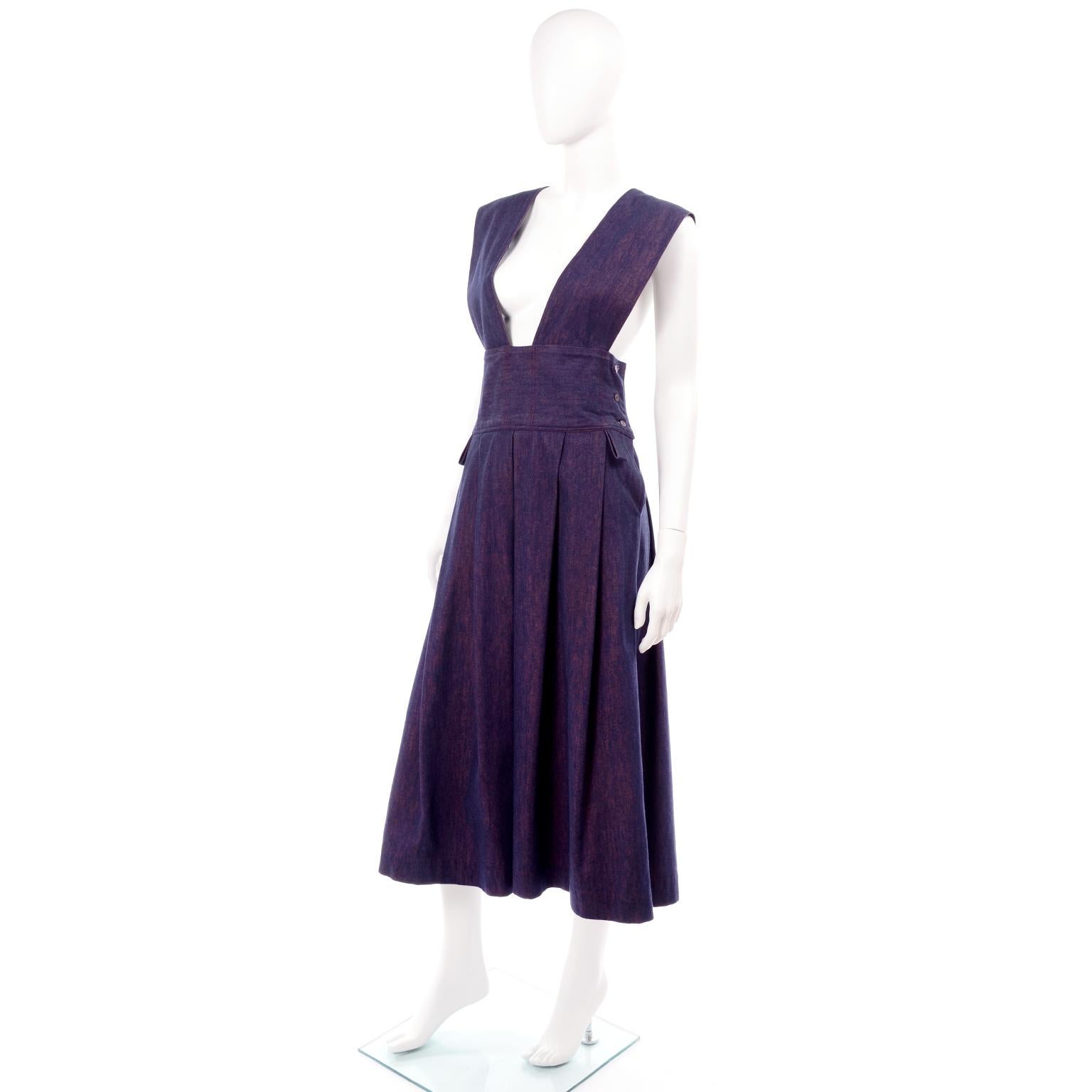 Vintage Pinafore Style Japanese Designer Jumper Dress in Purple Blue ...