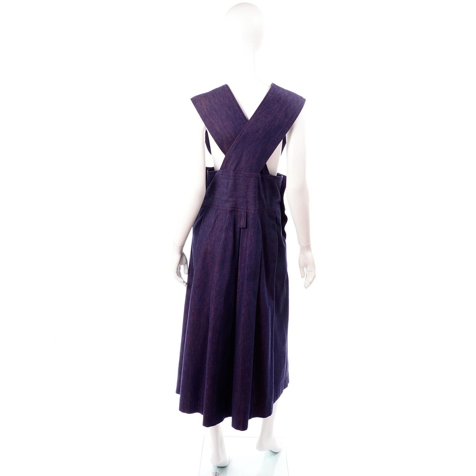 Vintage Pinafore Style Japanese Designer Jumper Dress in Purple Blue ...