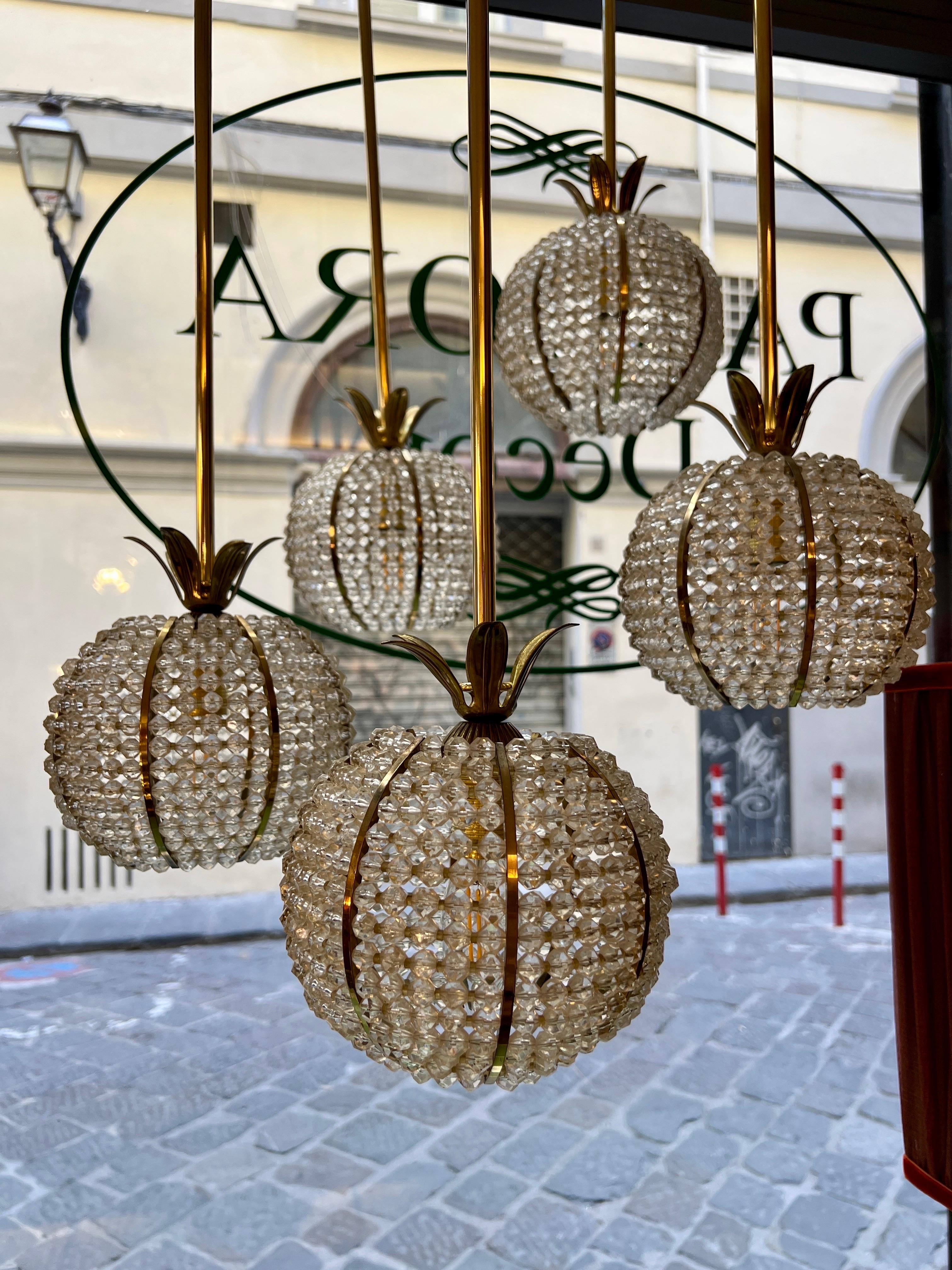Vintage Pinapple Cascade Chandelier by Emil Stejnar Austria 1960 en venta 10