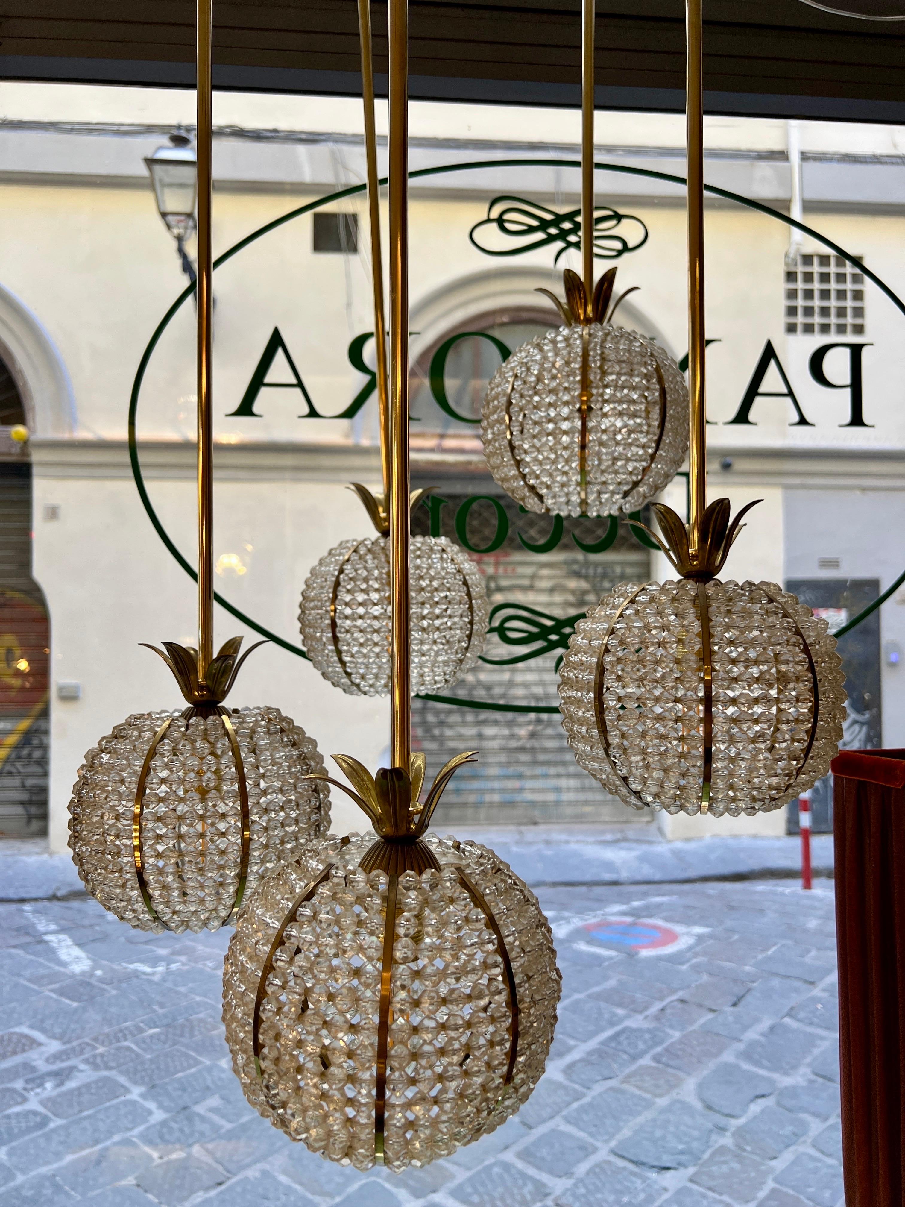 Vintage Pinapple Cascade Chandelier by Emil Stejnar Austria 1960 en venta 11