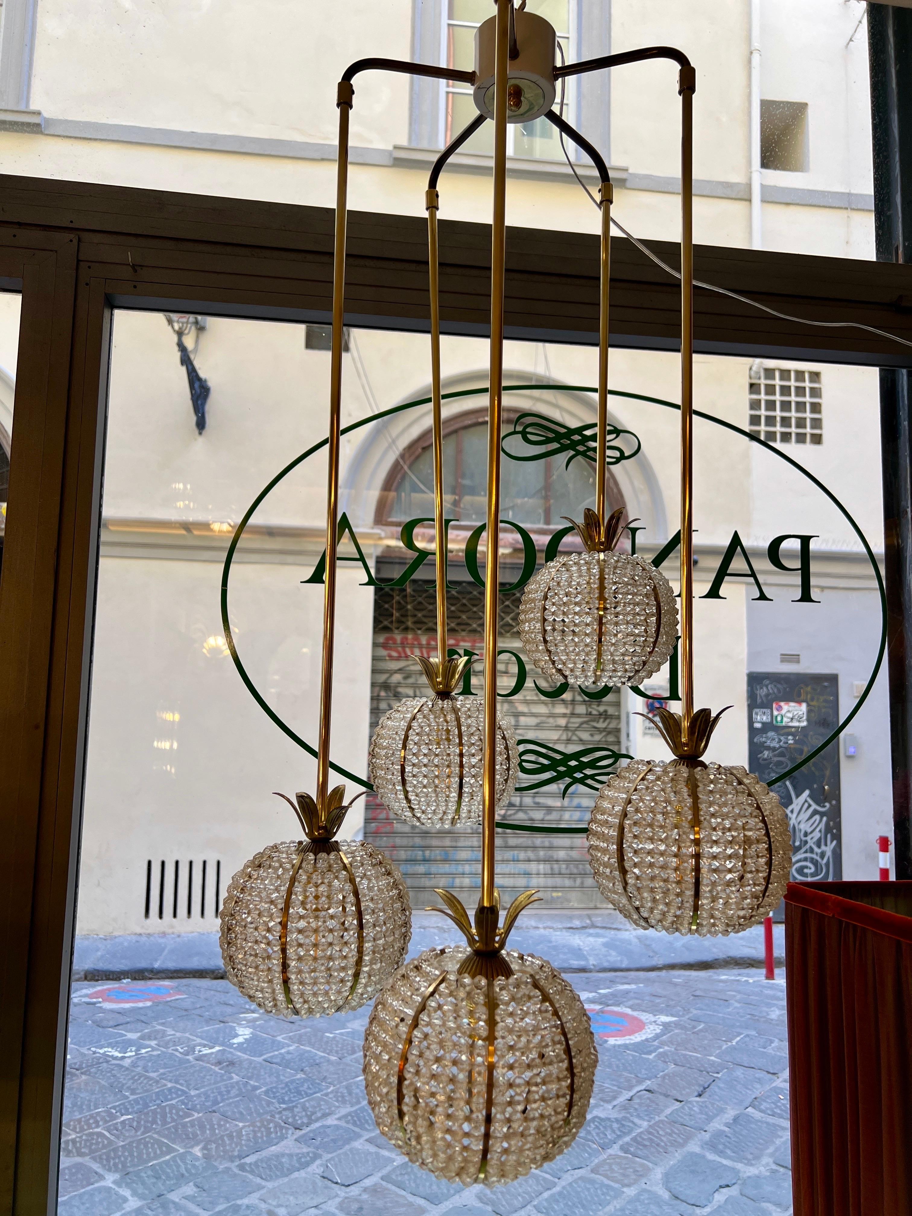 Vintage Pinapple Cascade Chandelier by Emil Stejnar Austria 1960 en venta 12