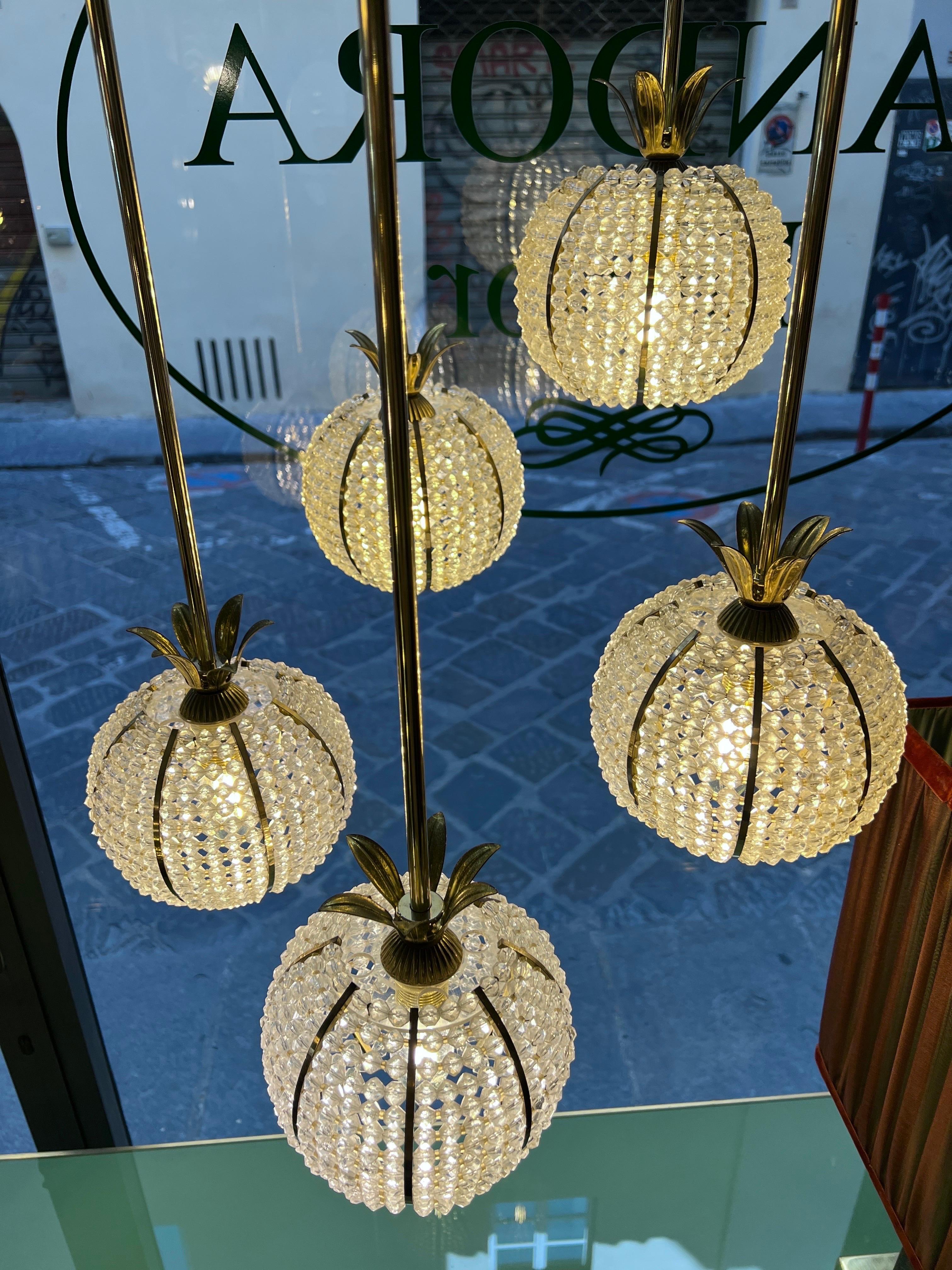 Vintage Pinapple Cascade Chandelier by Emil Stejnar Austria 1960 mediados del siglo XX en venta